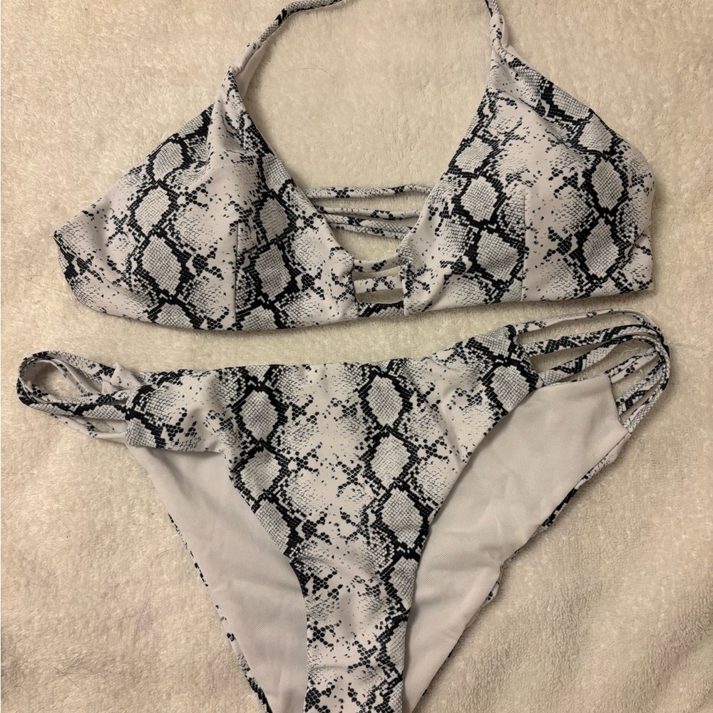 Snakeskin Print Bikini Set